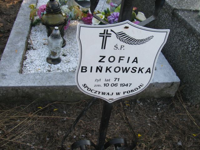 Zofia Bińkowska Jasieniec - Grobonet - Wyszukiwarka osób pochowanych