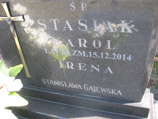 Karol Stasiak 1932 Jasieniec - Grobonet - Wyszukiwarka osób pochowanych