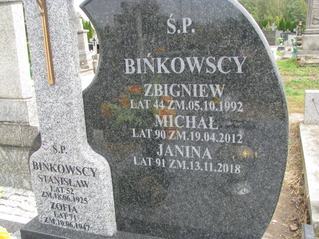 Zofia Bińkowska Jasieniec - Grobonet - Wyszukiwarka osób pochowanych